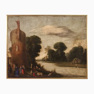 Paysage, Début du 18ème Siècle, Années 1720, Huile sur Toile, Encadrée