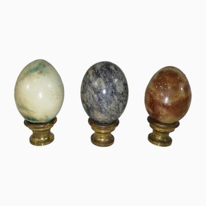 Uova di Volterra in alabastro, anni '60, set di 3