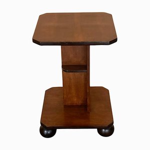 Italian Art Deco Burl Walnut Side Table with Ebonized Legs, 1940