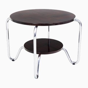 Bauhaus Side Table in Chrome-Plated Steel attributed to Kovona, Macassar, Czech, 1950s
