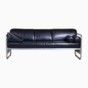 Bauhaus Sofa in Chrome-Plated Steel & High Quality Leather by Vichr a Spoly, Czech, 1930s