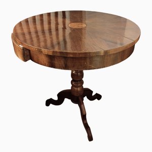 Antique Walnut Table with Barbed Top and Drawer, 1700