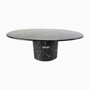 Vintage Oval Black Marble Dining Table, 1970s