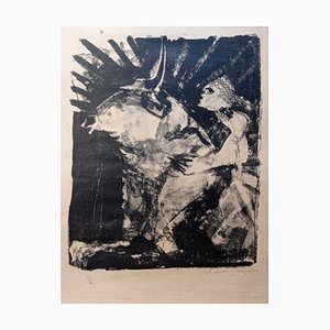 Claude Garache, Ragazzo che cavalca un toro, anni '50, Litografia