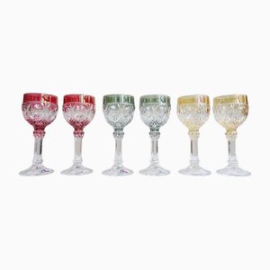 Colorful Wine Glasses in Hofbauer Lead Crystal, Germany, 1970s, Set of 6