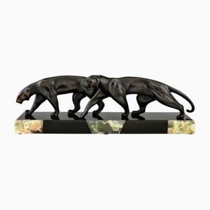 Art Deco Bronze Panther Sculpture by Michel Decoux in Bronze, 1920s