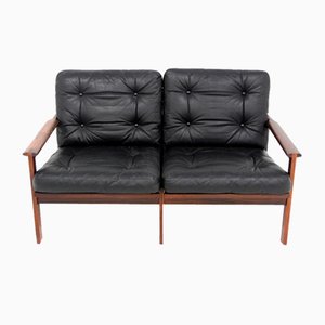 Scandinavian Leather 2-Seater Sofa by Illum Wikkelso, Denmark, 1960s