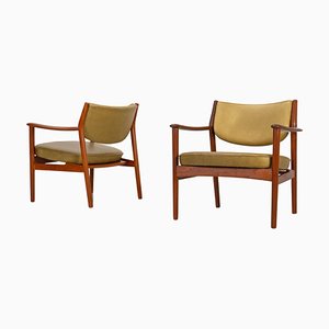 Set of Scandinavian Easy Chairs with Teak and Leather by Westnofa, 1960s
