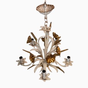 Italian Golden Lacquer Chandelier, 1970s