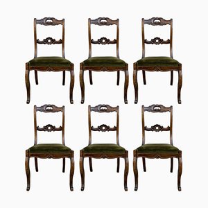 Esszimmerstühle aus Nussholz, 1800er, 6 . Set