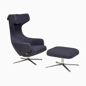 Lounge Chair with Ottoman by Antonio Citterio, 2000s, Set of 2