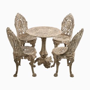 20th Century Baroque Cast Iron Garden Chairs and Table, Set of 5