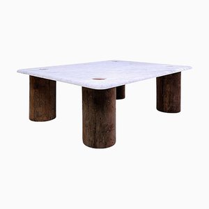 Coffee Table in Marble and Teak Wood, Belgian