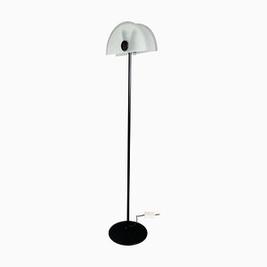 Italian Modern Floor Lamp in Matt Glass Lampshape and Black Metal, 1980s