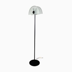 Moderne Italienische Stehlampe in Lampenform aus Mattglas & Schwarzem Metall, 1980er