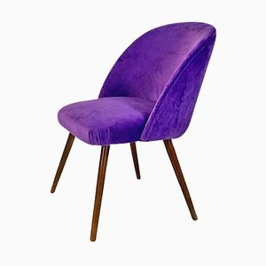 Mid-Century Danish Armchair in Beech Wood and Purple Velvet, 1960s