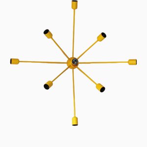 Lampada da parete Sputnik a 9 braccia gialla