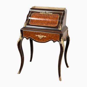 Antique Napoleon III French Reversal in Precious Exotic Woods with Gilded Bronze Garments