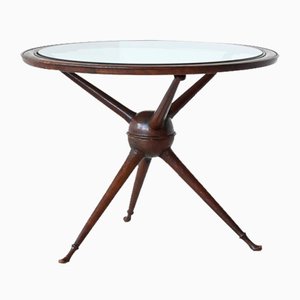 Italian Sputnik Side Table in Mahogany and Glass Tripod, 1950