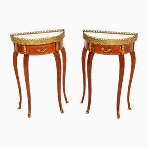 French Marble Top Side Tables, 1950, Set of 2
