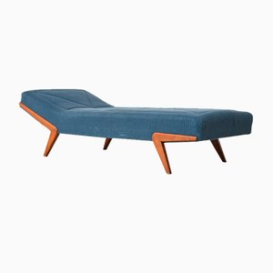 Sofá cama Mid-Century de teca y tela, 1960