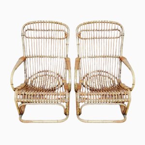 Fauteuils Vintage en Osier, Italie, 1970s, Set de 2