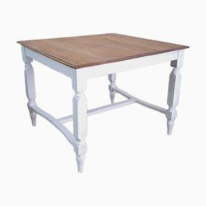 Antique Spanish Rustic Kitchen Table in Patinated White, 1890s