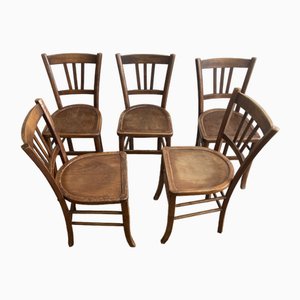 Chaises de Bistrot Vintage, France, Set de 5