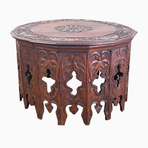 Antique Cedar Wood Hexadecagonal Tea Table, 1890s