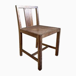 Vintage Limed Oak Side Chair with Cane Seat, 1920s