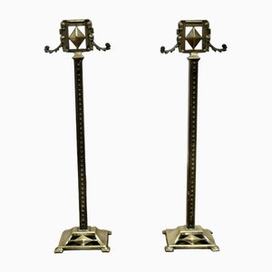 Tall Victorian Brass Andirons, Set of 2