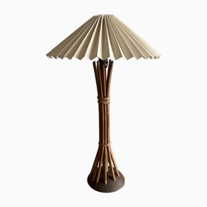 Lámpara de mesa vintage de bambú, años 80