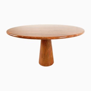 Vintage Round Red Travertine Dining Table, 1970s