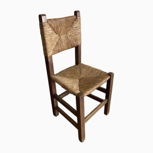 Vintage Stuhl aus Holz mit Stroh