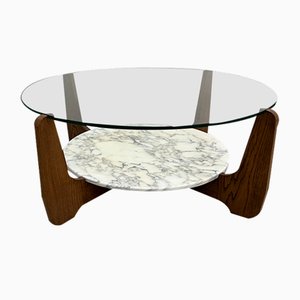 Table Basse en Marbre et Verre par Hugues Poignant, 1970