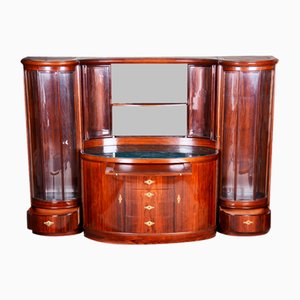 Art Deco Oval-Shaped Sideboard in Rosewood & Original Glass and Mirror, Czech, 1920s