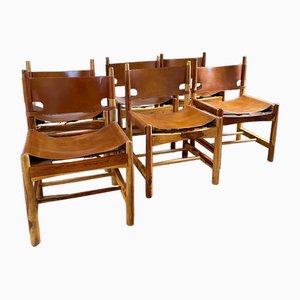 Mid-Century Danish Leather Dining Chairs, Set of 6