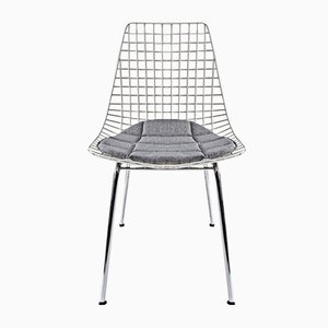 Wire Chairs in Chrome and White Steel Mesh, Set of 4