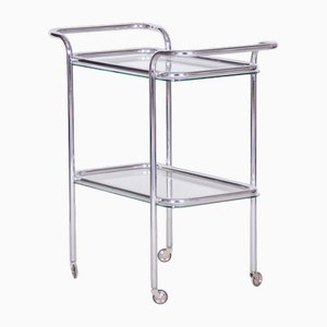 Original Bauhaus Trolley in Chrome-Plated Steel & Glass, Germany, 1940s