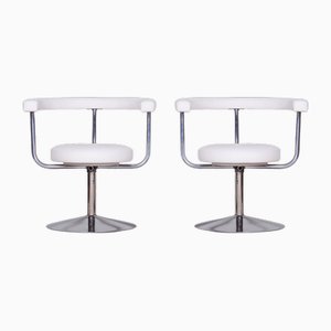Bauhaus Swivel Chairs in High Quality Leather & Chrome-Plated Steel, Czech, 1940s