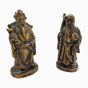 Estatuas chinas de bronce, década de 1800. Juego de 2