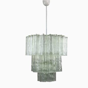 Large Mid-Century Italian Glass Cascade Chandelier