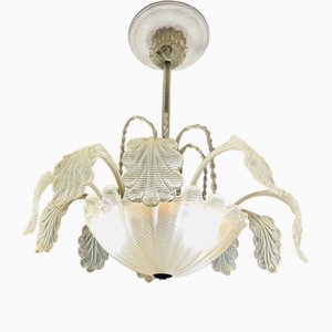Lámpara de araña Art Déco de cristal de Murano, años 40