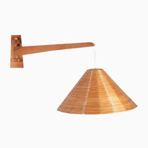 Mid-Century Wall Light with Straw Shade by Stanislav Kucera for Uluv, 1970s