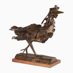 Coq en Bronze par P. Maggioni, Italie