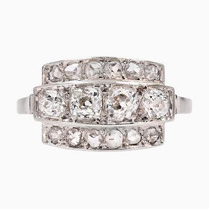 Art Deco French Diamonds Platinum Rectangular Ring, 1925