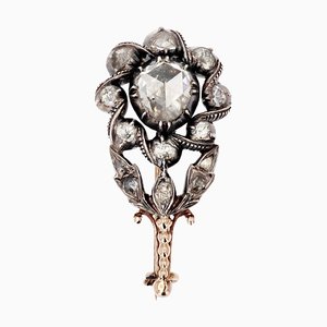 18. Jh. Diamanten 18 Karat Roségold Silber Blumenbrosche
