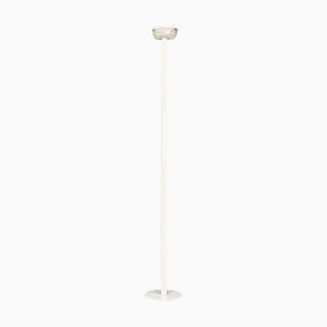 Modern Italian White Metal and Knurled Glass Floor Lamp, 1980s