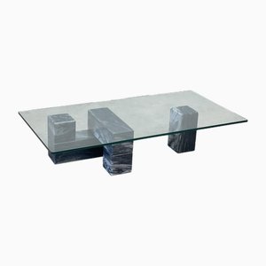 Tavolino in marmo e vetro