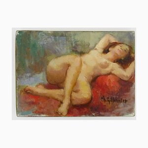 Ch. Gillonnier, mujer desnuda, años 20, óleo sobre lienzo